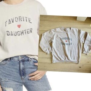 HTF Favorite Daughter Suburban Riot M Heart Logo Sweatshirt In Rare Oatmeal Tan